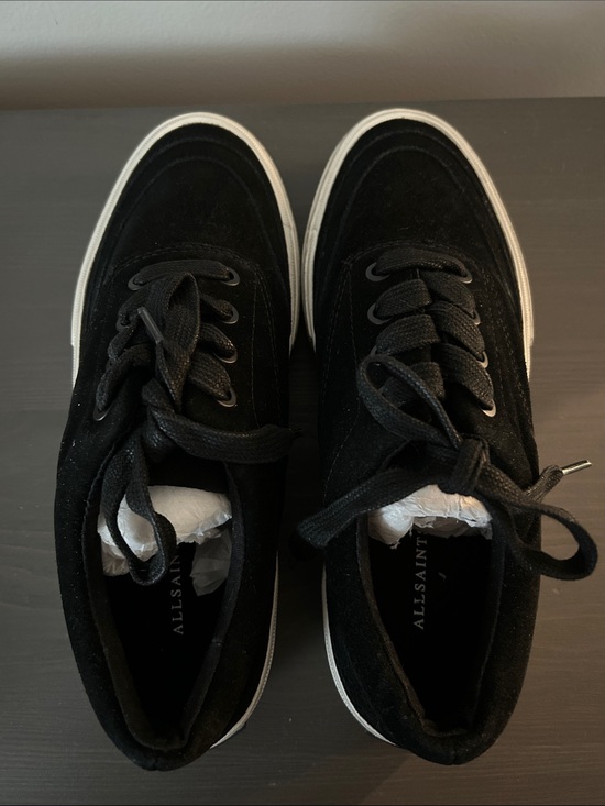 All Saints Shoes - AllSaints Black Suede Sneakers with White Soles